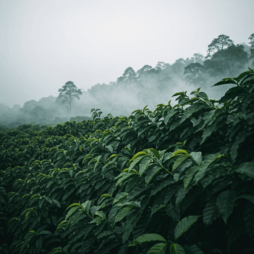 Misty coffee plantation
